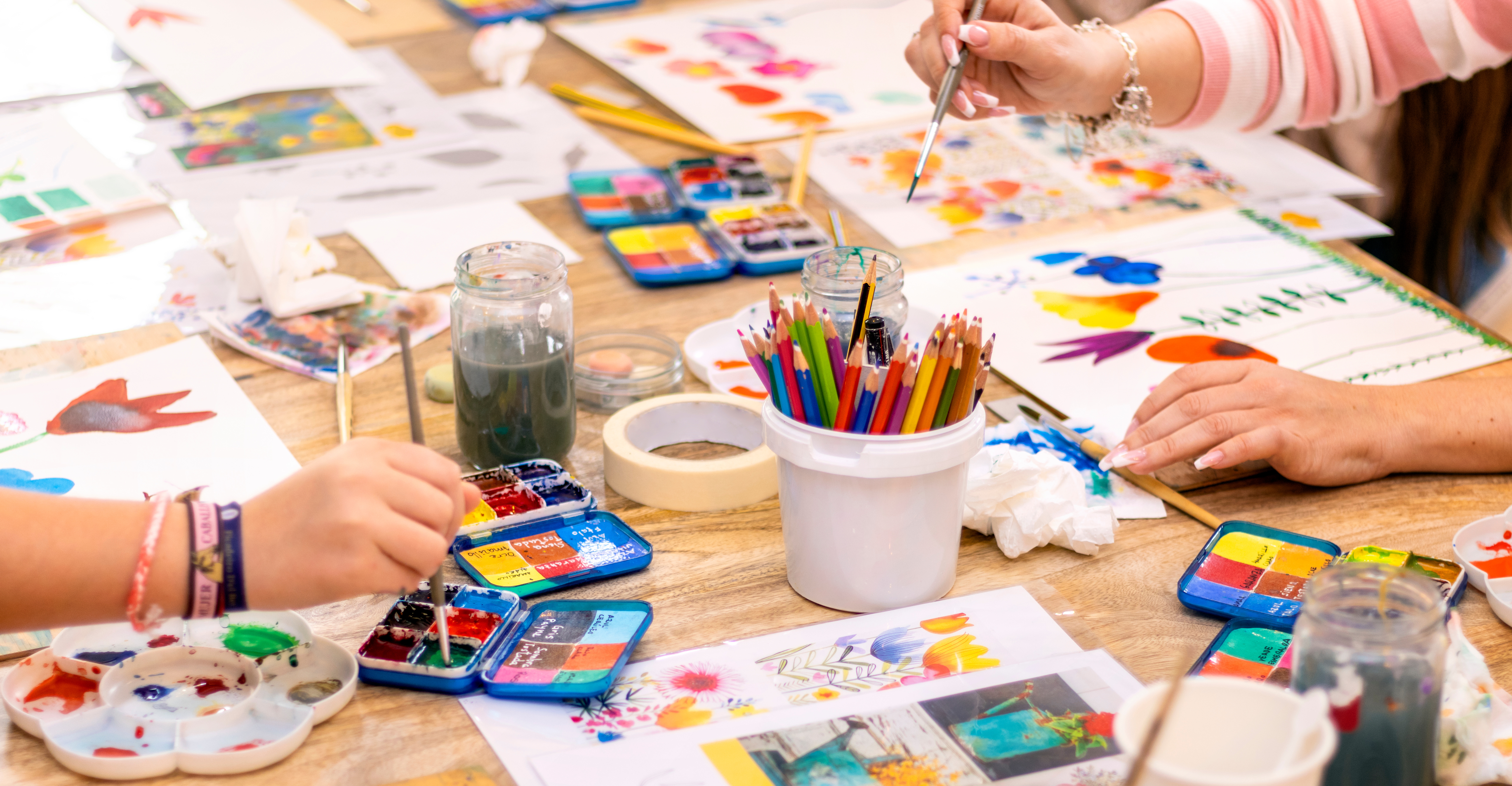 Arts & Crafts table; painting