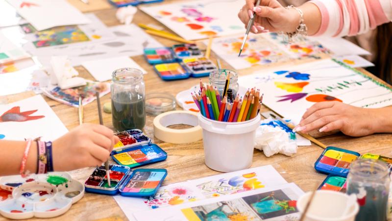 Arts & Crafts table; painting 